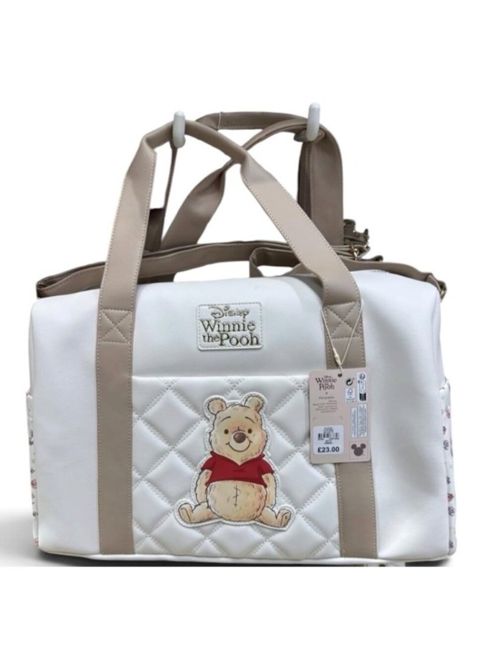 Disney Winnie the Pooh Quilted Large Duffel Handbag Shoulder Purse Diaper Bag NW